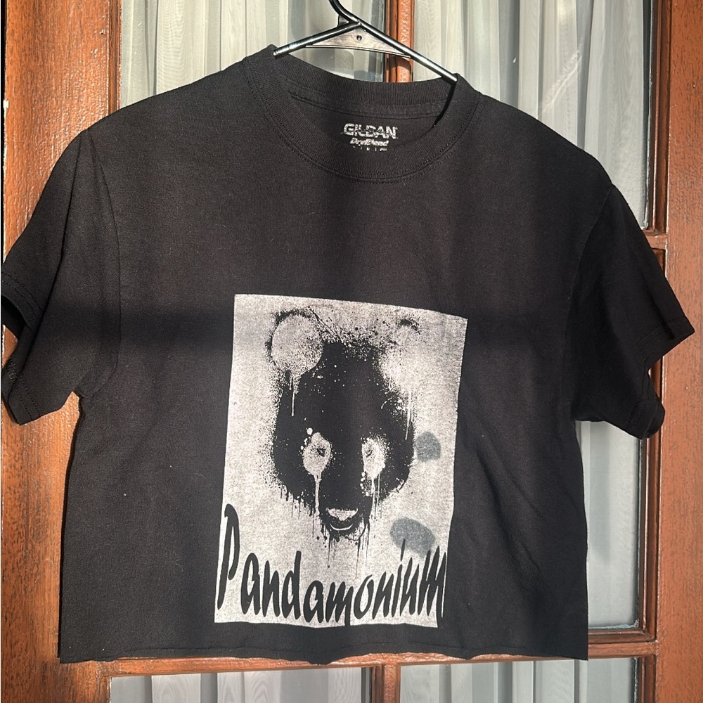Gildan Black Pandamonium Graphic Crop Top